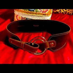 Wide Leather Double-Ring Cinch Belt